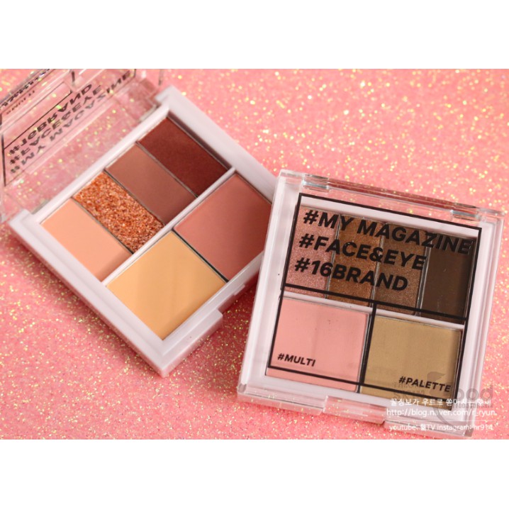 [FACE &amp; EYE 6 IN 1] Bảng Phấn Mắt, Má Hồng, Tạo Khối Đa Chức Năng 16Brand My Magazine 8.5g