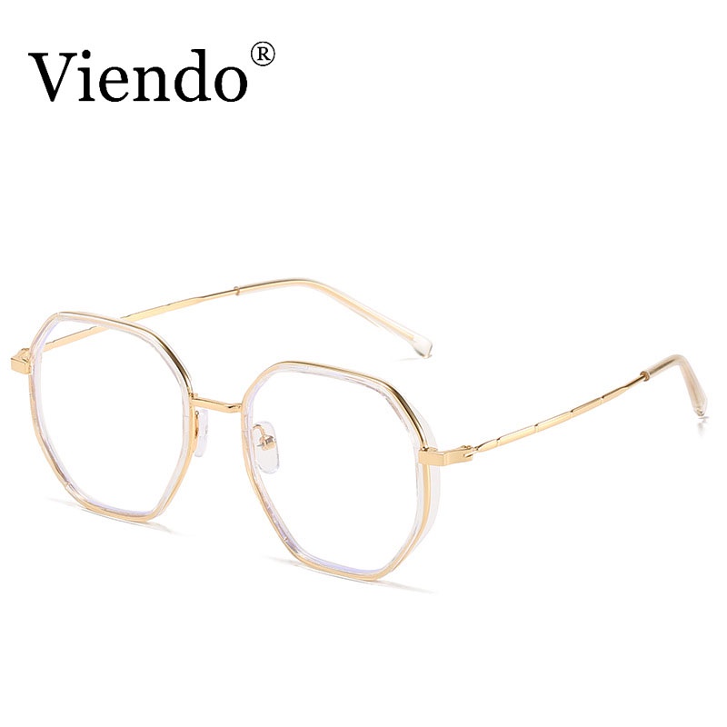Gọng kính cận nam nữ VIENDO mắt đa giác kim loại chống ánh sáng xanh hàn quốc thời trang