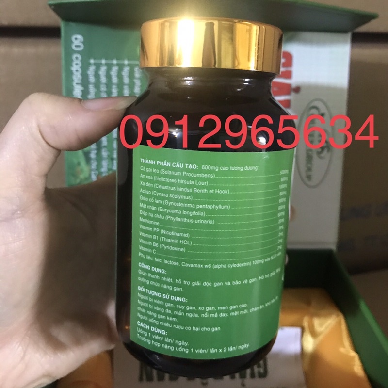 Giải độc gan Cà gai leo xạ đen hỗ trợ viêm gan suy gan men gan cao mát gan người uống rượu bia nóng gan hàng VN 60v