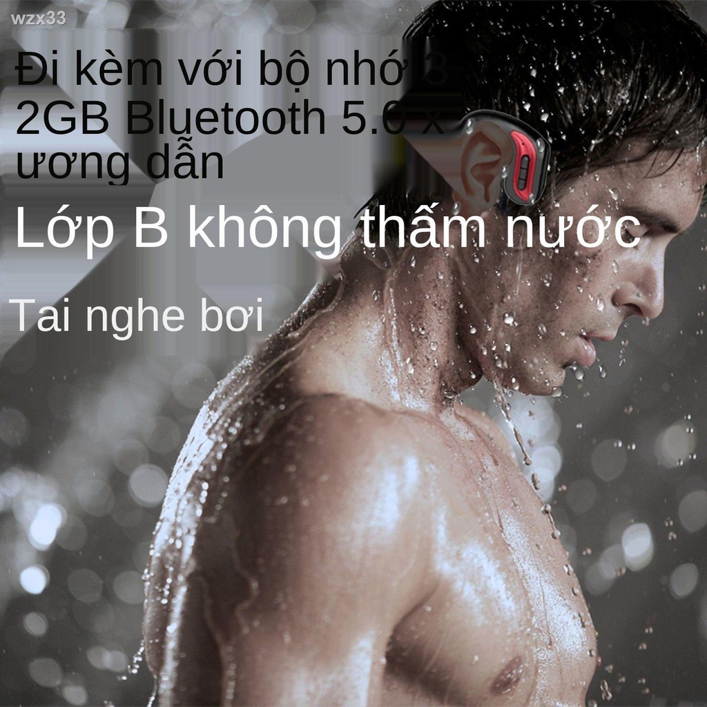 Tai nghe bơi MP3 chống nước nhạc siêu lâu Bluetooth Không dây Chất lượng âm thanh cao Công nghệ Đen Dẫn xương