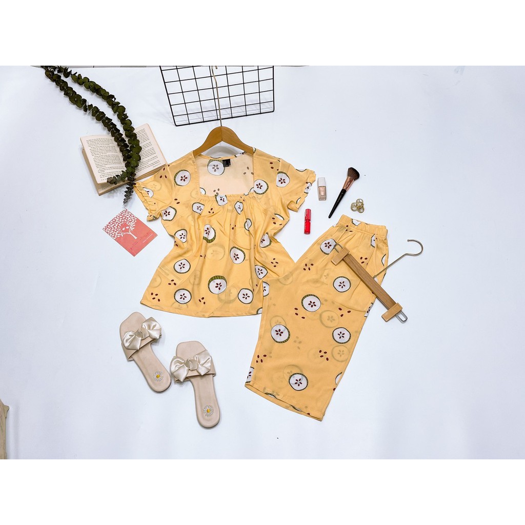 Bộ Lững Cổ Vuông Chất Tole Lanh Hàng VNXK