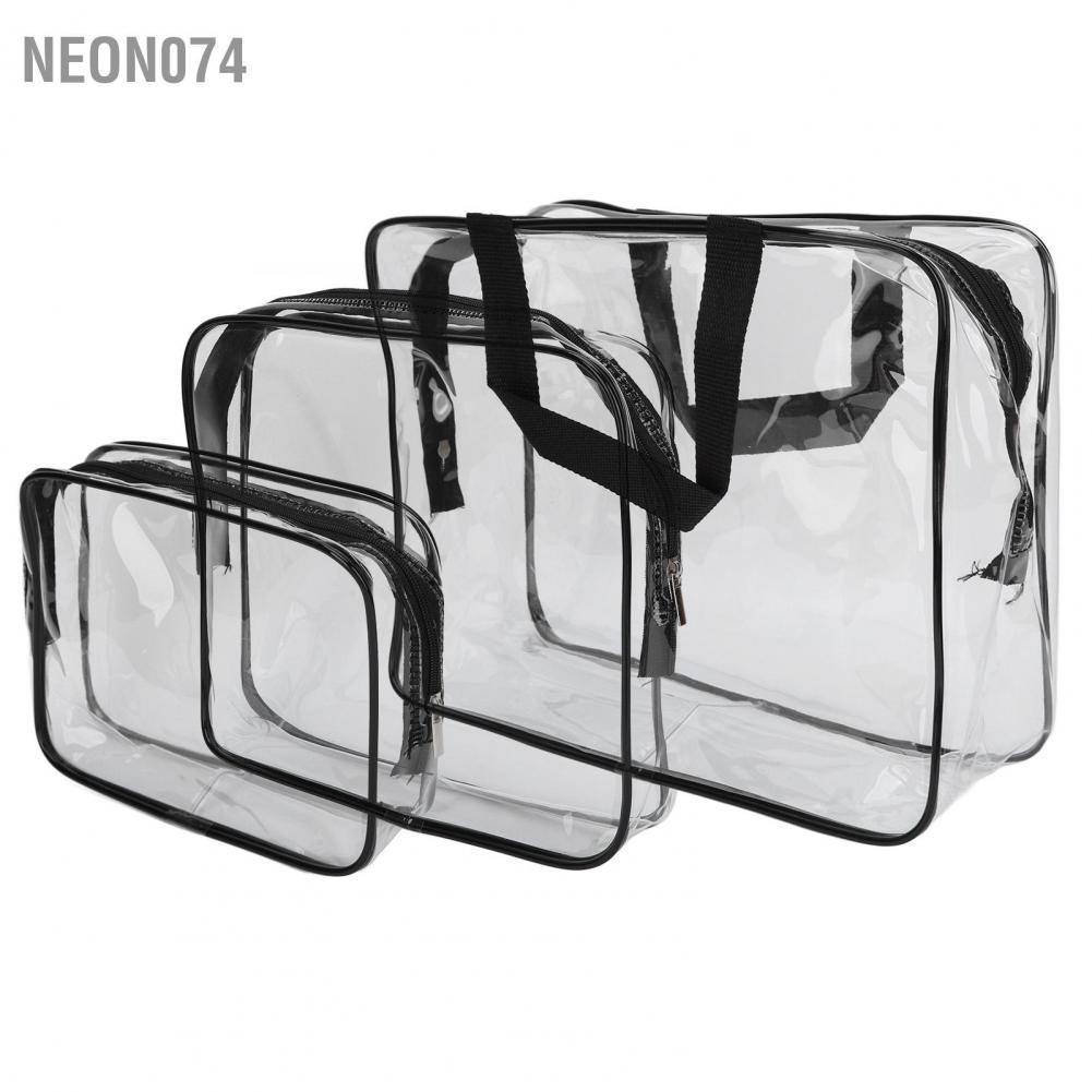 Neon074  3 cái Túi đựng đồ vệ sinh Thiết kế trong suốt Kích thước Vật liệu PVC di động không thấm nước mỹ phẩm thực tế rõ ràng cho du lịch