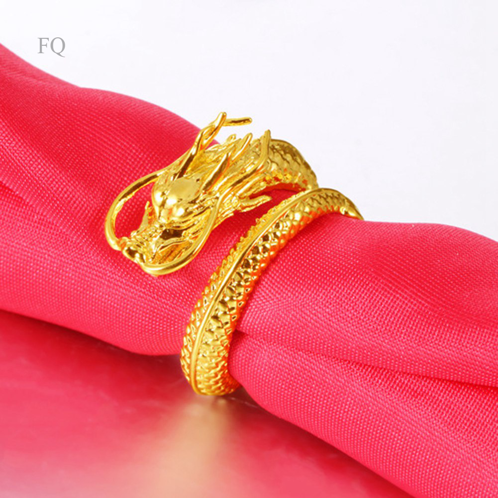 Nhẫn cặp mạ vàng 18k khắc hình rồng