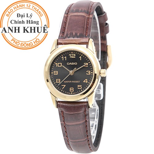 Đồng hồ nữ dây da Casio chính hãng Anh Khuê LTP-V001GL-1BUDF