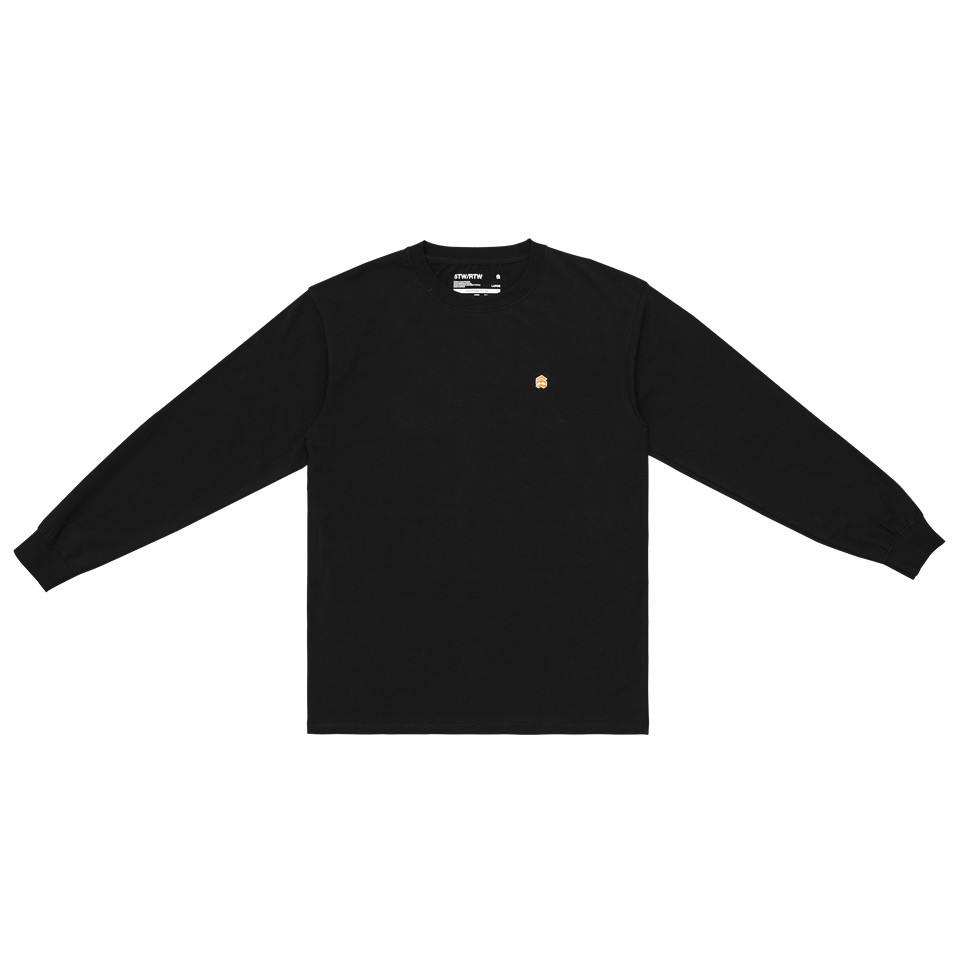 5THEWAY 5TW/RTW LS Traditional Fit Tee In Black/Orange Aka Áo Thun Đen Tay Dài Logo Cam