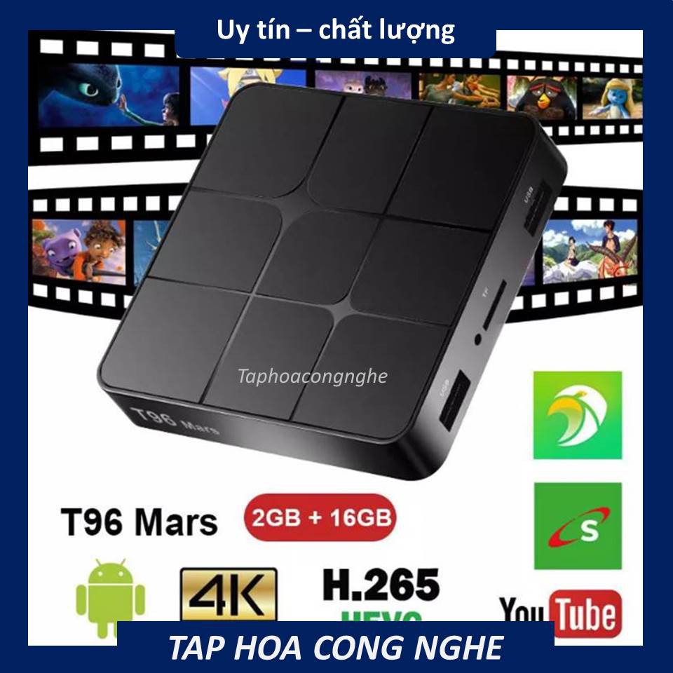 (2+16GB)TVBOX T96 MARS HỆ ĐIỀU HÀNH ANDROID XEM TV CÁP VÀ PHIM HD MIỄN PHÍ có hỗ trợ bluetooth (Bảo hành bởi 6 tháng)