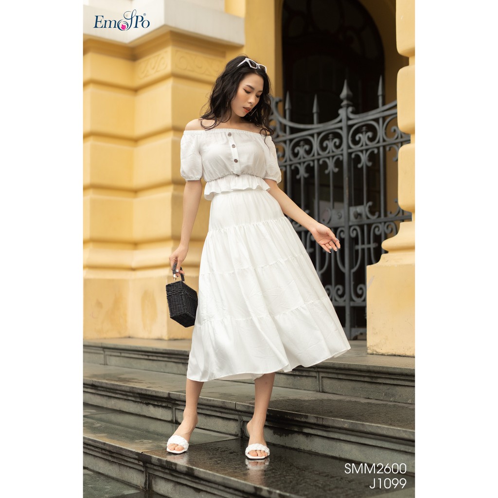 Áo Sơ mi trễ vai, chun vai, tay và gấu áo Emspo SMM2600