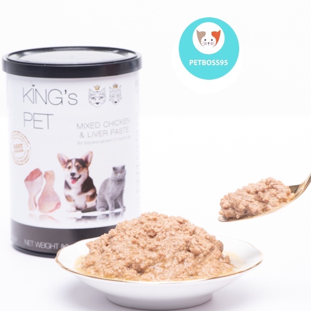 Pate King Pet cho Chó Mèo- 4 vị (Cá hồi, HH cá, đùi gà, nước dùng giò heo)