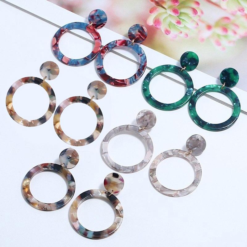 Bông tai hình tròn họa tiết da báo thời trang