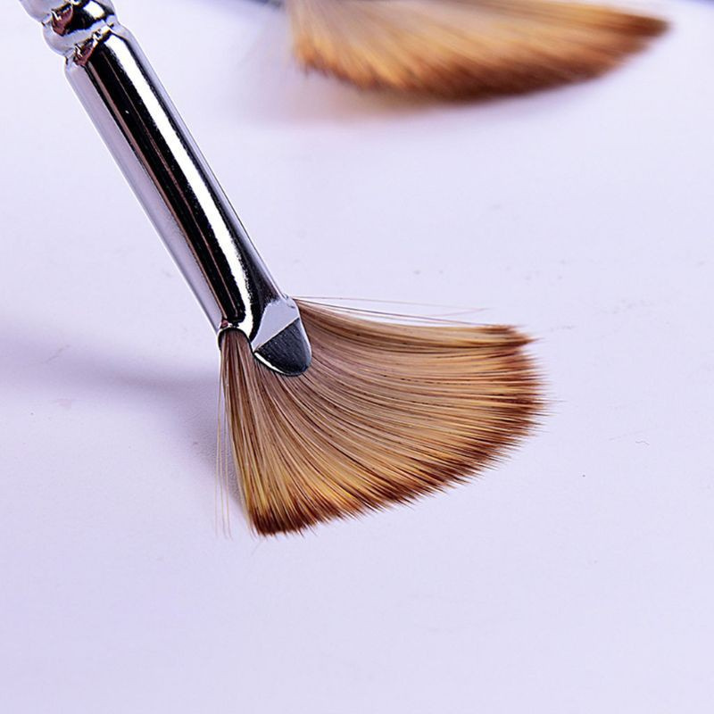 Bộ 3 cọ vẽ tranh màu nước nghệ thuật thân acrylic sơn dầu sợi lông nylon ống đồng màu sắc hỗn hợp đầu dạng quạt