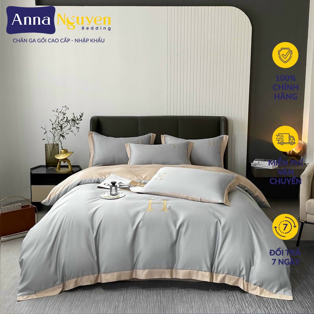 Bộ Chăn Ga Gối Đệm Lụa Thái Drap Giường Phi Bóng Cao Cấp Bo Chun Drap - Anna Nguyen Bedding