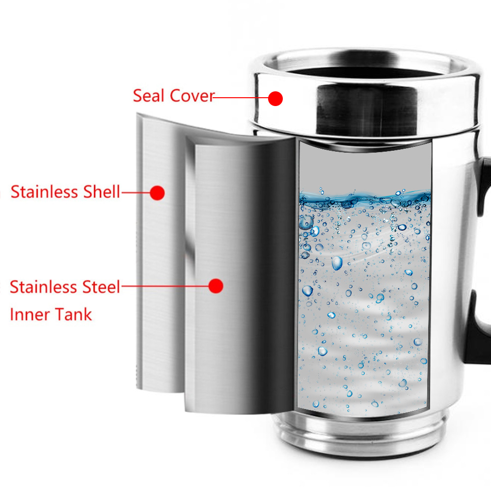 Ấm đun nước SEAMETAL kiêm cốc giữ nhiệt 12/ 24V 300ml đi du lịch dành cho xe hơi