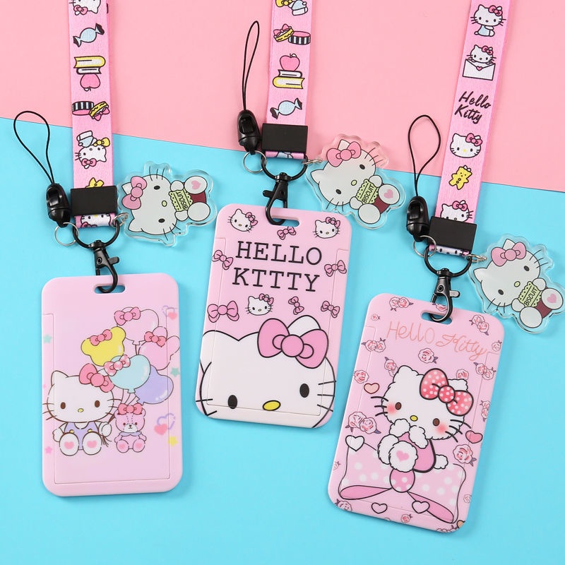 Dây Đeo Thẻ ID Họa Tiết Hoạt Hình hello kitty Dễ Thương