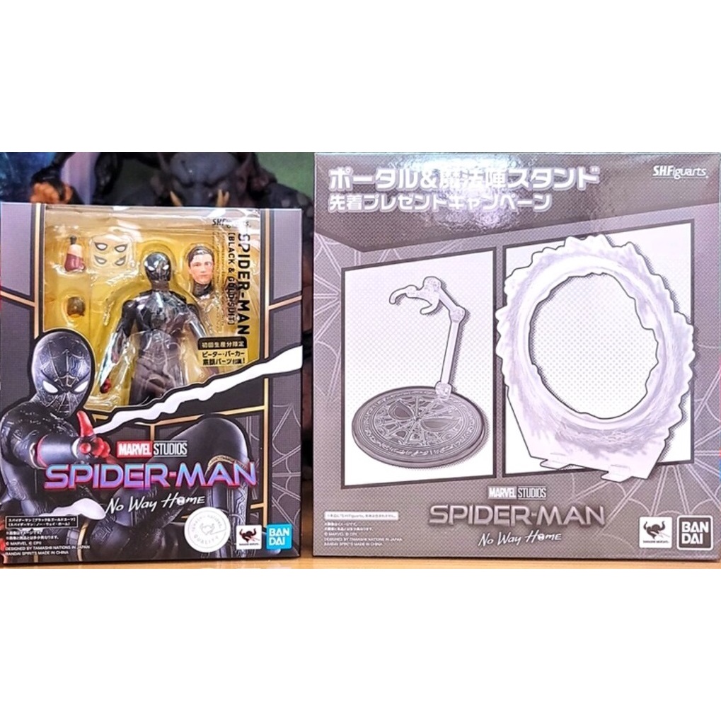 Mô Hình SHF Spider-Man Black & Gold Suit Bandai S.H.Figuarts Đồ Chơi Lắp Ráp Anime Nhật