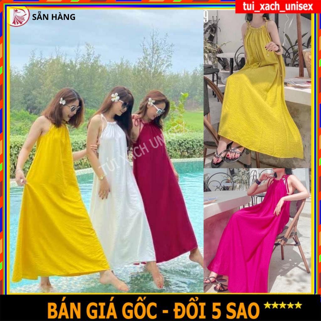 ❤️ MẪU MỚI - GIÁ SỈ ❤️ Đầm Maxi Hai Dây Hở Lưng Xẻ, VÁY 2 dây THẮT NƠ CỔ đi biển DẠ HỘI