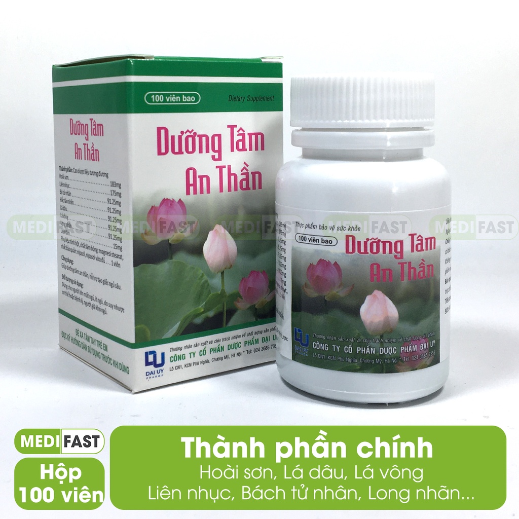 Giúp ăn ngủ ngon Dưỡng tâm an thần - hộp 100 viên - Đẩy lùi mệt mỏi, căng thẳng, chiết xuất từ thảo dược hoài sơn