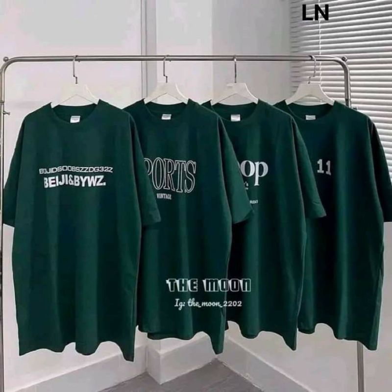 Áo phông nam nữ, phông tay lỡ. Xanh hot trend..