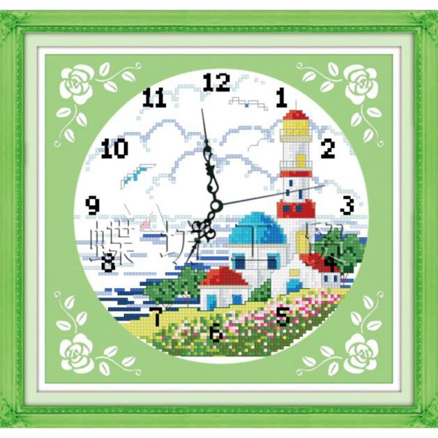 Tranh Thêu Chữ Thập Đồng Hồ Lâu Đài Cổ A799 (KHÁCH TỰ THÊU) KT;30X30CM