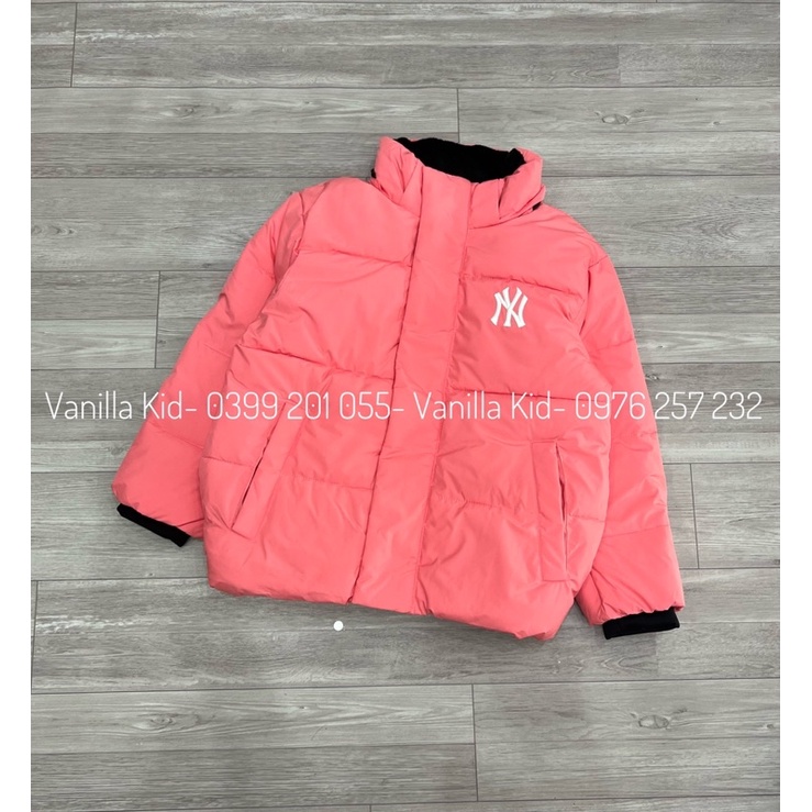 Áo khoác phao M.L.B màu trắng kem & hồng cam dư xịn