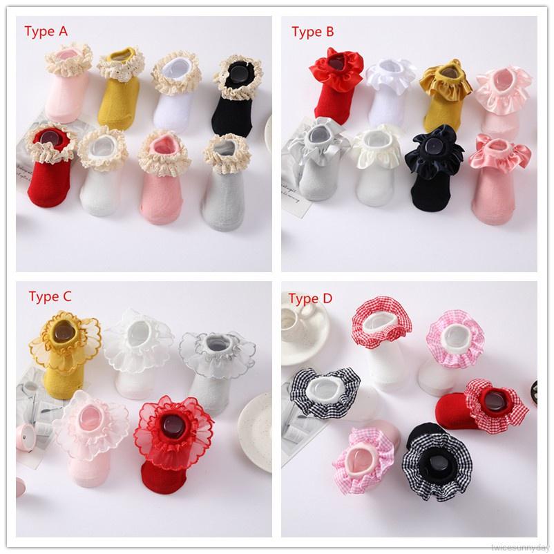 Vớ ngắn dệt kim thoáng khí phối ren phong cách công chúa thời trang cho trẻ sơ sinh mới biết đi