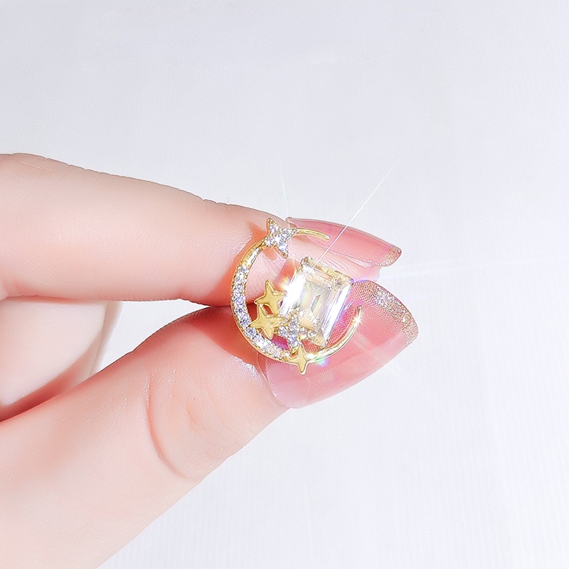 Ghim cài áo JIUDUOLAN chống lộ thiết kế mặt trăng đính đá pha lê nhân tạo dễ phối đồ thời trang Hàn Quốc cho bạn bè