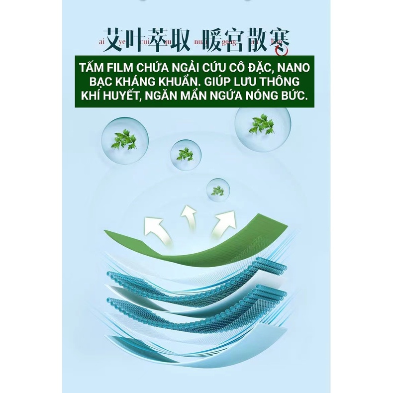 COMBO 5 GÓI BĂNG VỆ SINH THẢO DƯỢC NGẢI CỨU NANO BẠC KHÁNG KHUẨN 1MM AISHUBAO 245MM GÓI 10M NỘI ĐỊA TRUNG