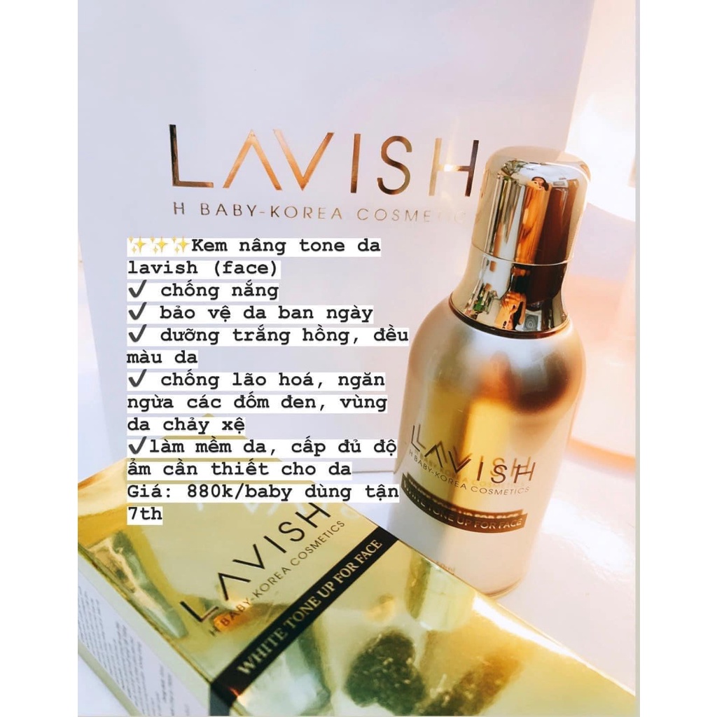 Kem dưỡng da mặt ban ngày LAVISH nâng tone thay thế lớp trang điểm,chống nắng cho da trắng hồng 50ml