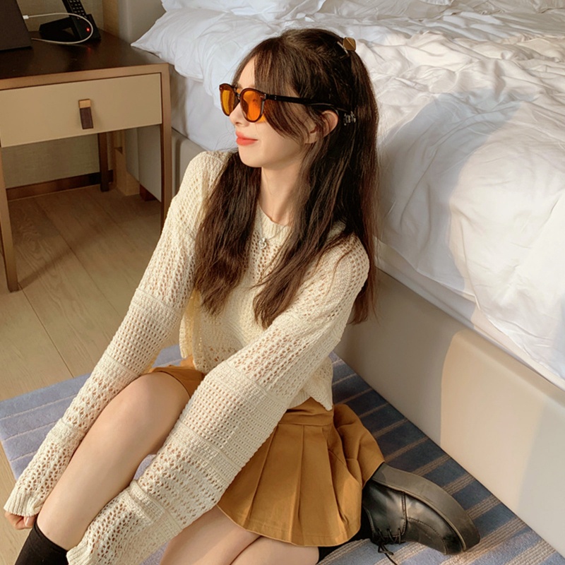 Áo Croptop Len Móc Chống Nắng Thông Thường Bảo Vệ Khỏi Ánh Nắng Mặt Trời