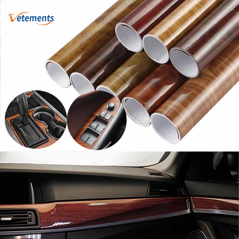 Cuộn Đề Can Vinyl Họa Tiết Vân Gỗ Dán Trang Trí Xe Hơi DIY