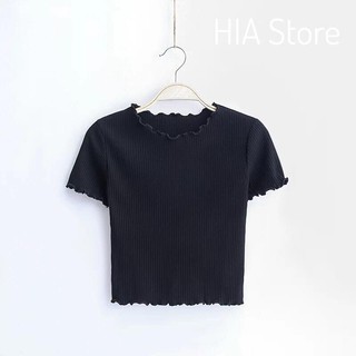 Áo croptop gân - đen & trắng