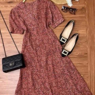 ĐẦM MAXI CHẤM BI NHÍ CỔ V(ẢNH THẬT)