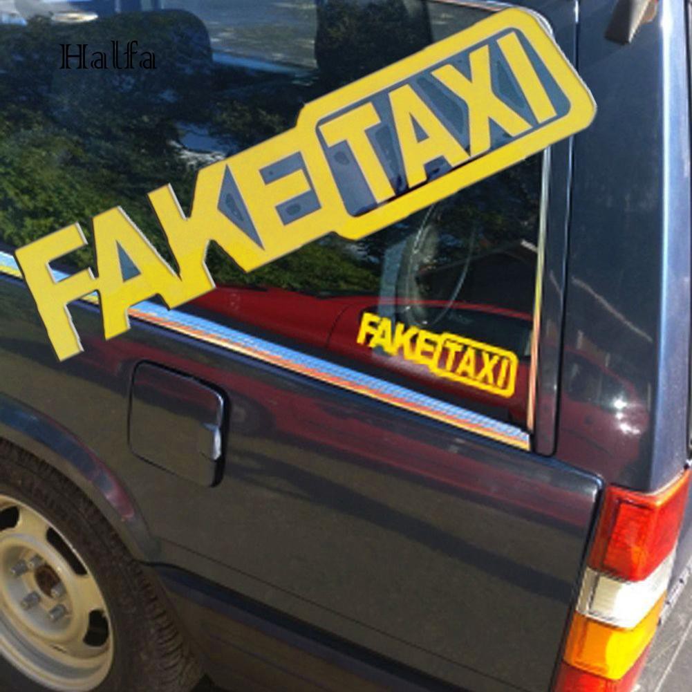 Sticker dán trang trí ô tô hình chữ FAKE TAXI vui nhộn
