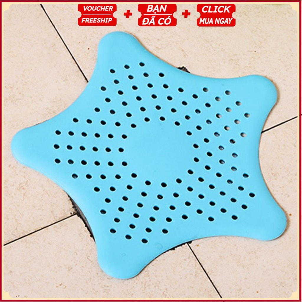 Miếng Lót Chặn Lọc Rác Bồn Rửa Bát Kiểu NGÔI SAO - Nắp Silicon Chặn Lông Tóc Bồn Tắm, Rửa Mặt
