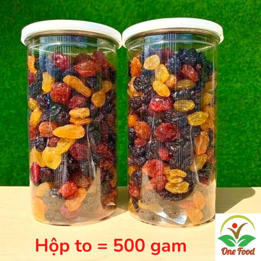 Nho khô mix vị 500g chuẩn Mỹ ăn liền loại 1, nho khô Raisins không hạt thập  cẩm 3 màu, Đồ Ăn Vặt Hà Nội, OneFood68