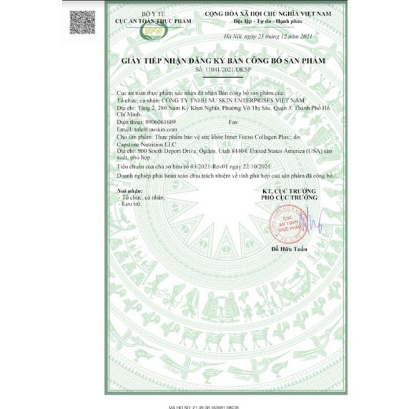 Sản phẩm bổ sung Collagen - Inner Focus Collage Plus Nuskin Date 1.2025