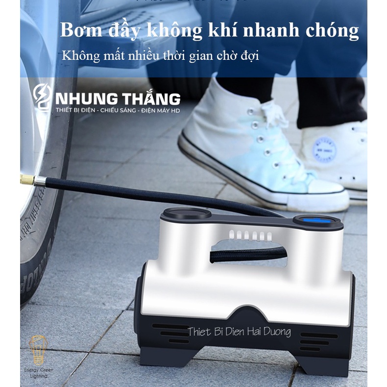 Bơm Lốp Ôtô,Xe Hơi Điện Tử Đa Năng ST-211 - Chế Độ Tự Ngắt - Tích Hợp Đèn Led - Pin Sạc Tích Điện - Bảo Hành 1 Năm