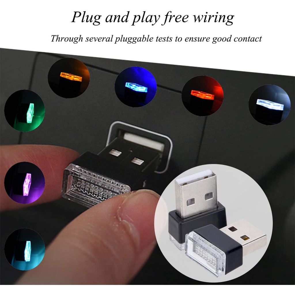 Đèn LED USB Mini 7 Màu Trang Trí Nội Thất Xe Hơi