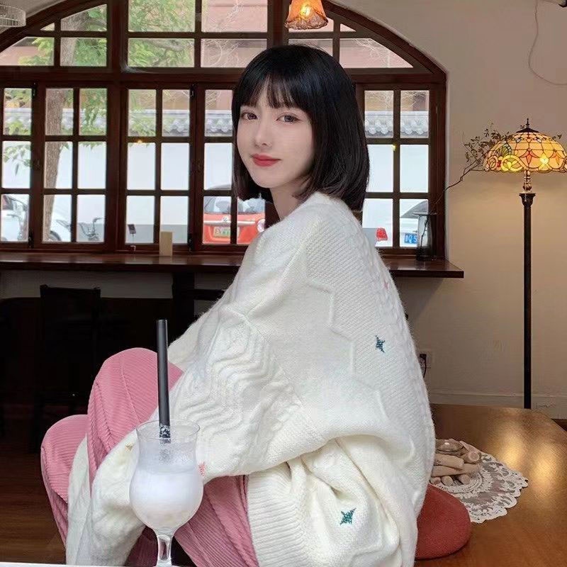 Áo sweater dệt kim dày, dáng rộng, mềm mại, xinh xắn, đáng yêu, thời trang thu đông dành cho nữ
