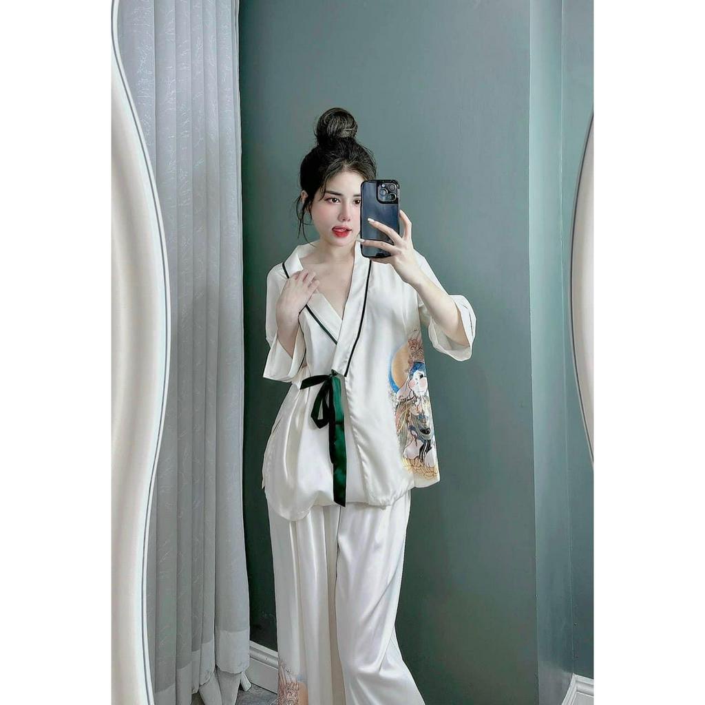 Pyjama nữ, đồ bộ lụa, đồ ngủ nữ, pijama nữ, chất liệu lụa mềm mịn, thoáng mát