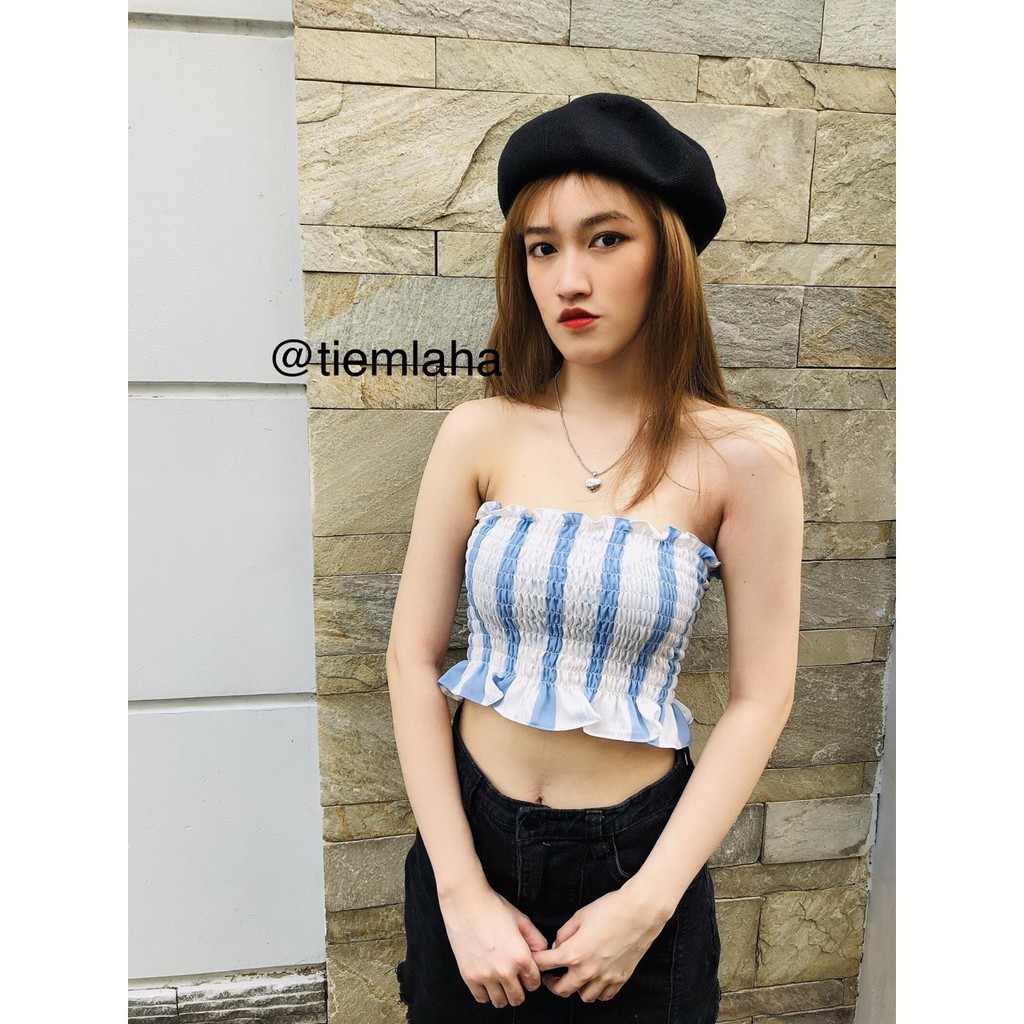 ÁO ỐNG NHÚN CO GIÃN HỌA TIẾT SỌC KẺ DỌC - STRIPED TUBE TOP | BigBuy360 - bigbuy360.vn