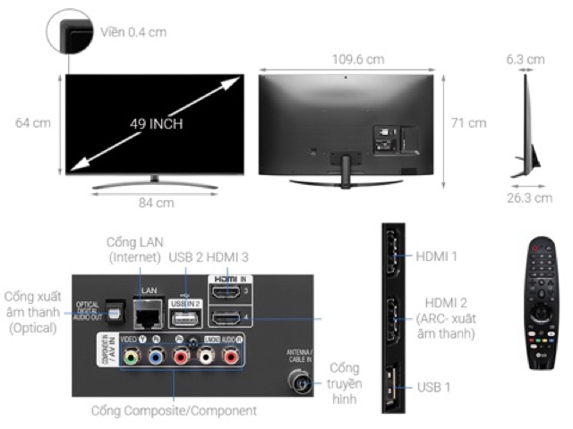 Smart Tivi LG 4K 49 inch 49SM8100PTA (2019) (Miễn phí giao tại HCM-ngoài tỉnh liên hệ shop)