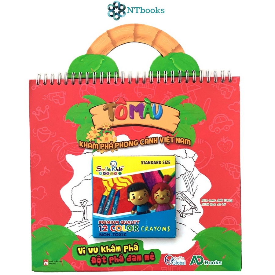 Sách Tô Màu - Khám Phá Phong Cảnh Việt Nam (Tặng kèm hộp bút tô màu)
