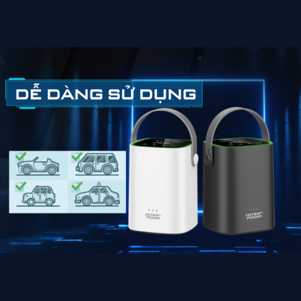 Bơm lốp Vietmap P01 Plus - Nút cảm ứng Tích hợp pin 4500mAh - Hàng chính hãng