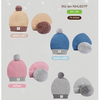 Mũ len sơ sinh Lullaby NHL607P, mũ nồi quả bông bằng len cotton siêu mềm mịn, hàng cao cấp