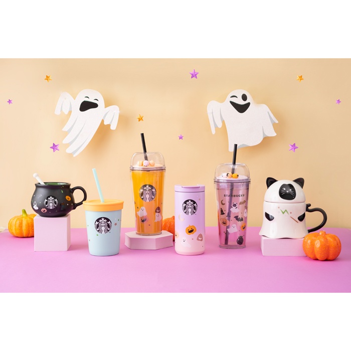 [LIFEMCMBP4 -12% đơn 250K] Cốc Sứ Mug Starbucks 12Oz (355ml) WX22 White Gost Cat Halloween