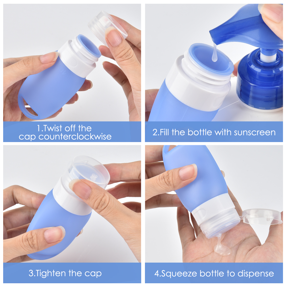 Set Chai Rỗng Đựng Dầu Gội / Xà Phòng Có Móc Treo Bằng Silicon Tiện Lợi Cho Du Lịch