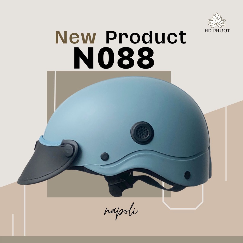 Mũ bảo hiểm 1/2 đầu Napoli N088 new - Nón bảo hiểm nữa đầu lót đệm và lỗ thoáng khí, bảo hành 12 tháng