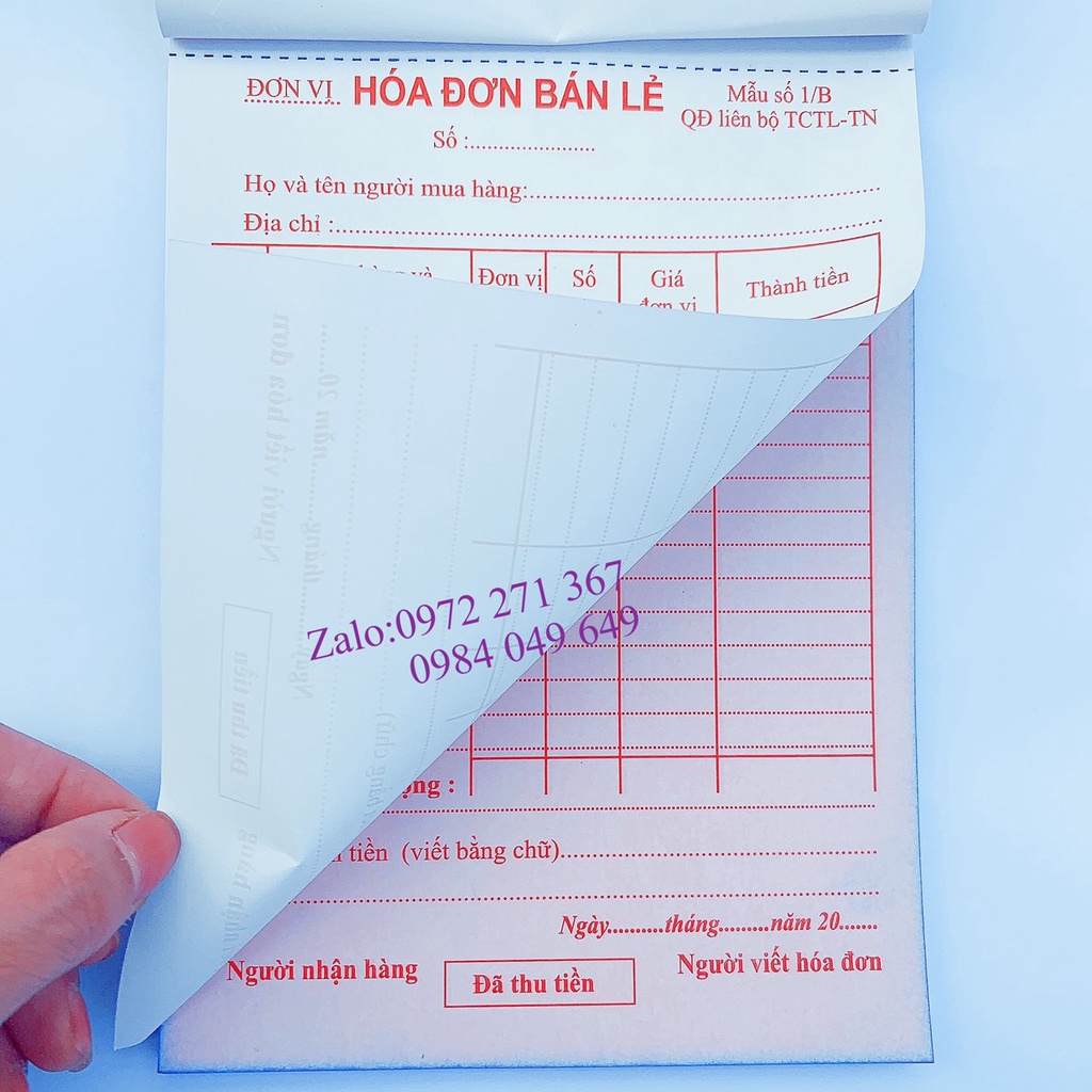 Hóa đơn bán lẻ 2 liên A5 60 - 100 tờ