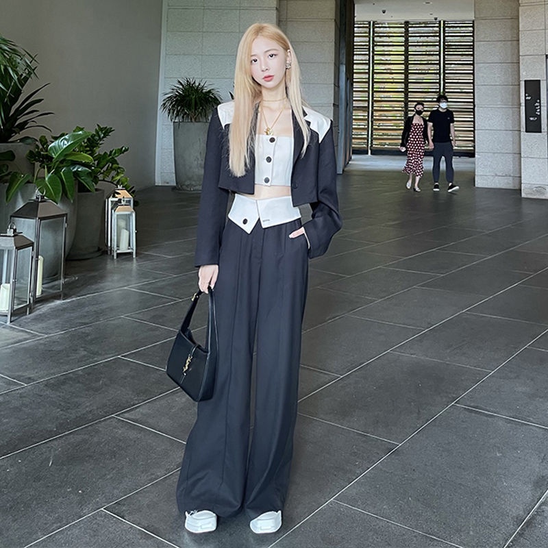 Sản Phẩm Mới Mùa Hè!F &amp; X Set Đồ Ba Món Gồm Áo Ống Ngắn Và Quần Dài Lưng Cao Thời Trang Xuân Hè Phong Cách Mới Dễ Phối Đồ