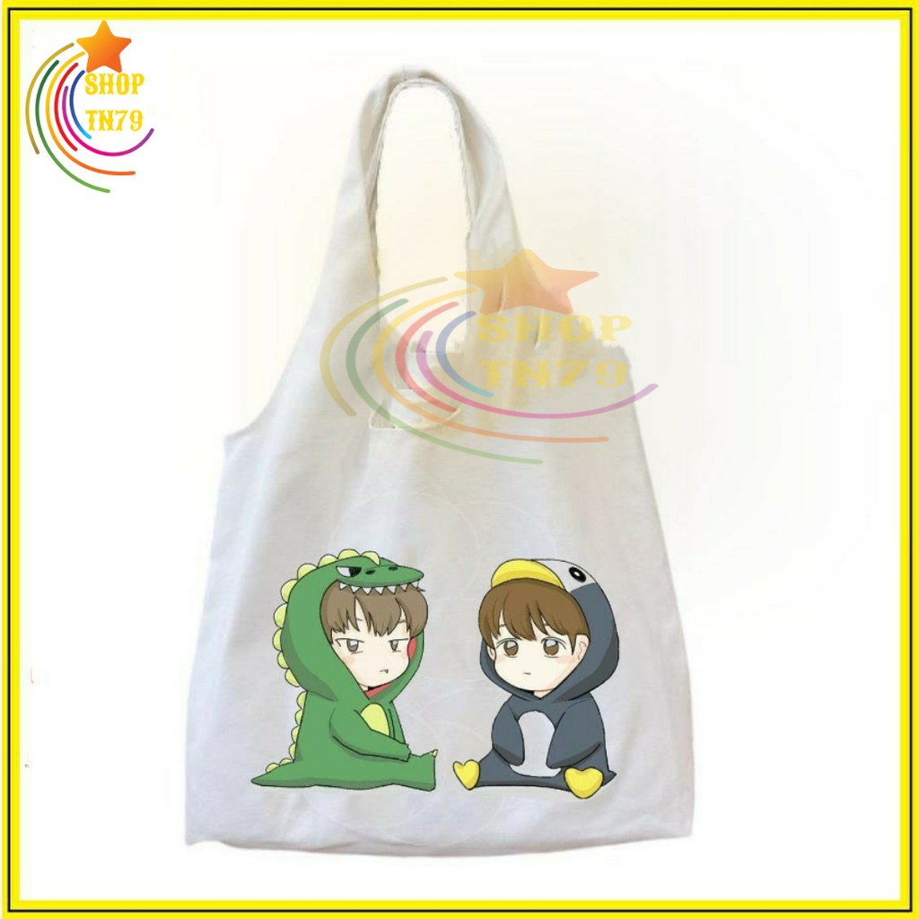 Túi đeo vai thời trang vải canvas mềm loại to đi hoc , đi chơi , đi làm đều rất đẹp - 2 NHÓC CÁ SẤU+VỊT